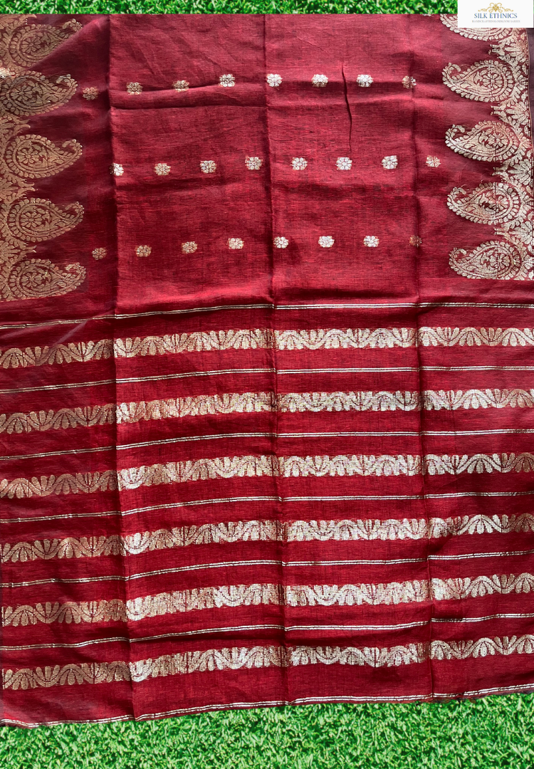 Rich maroon Aarti linen saree