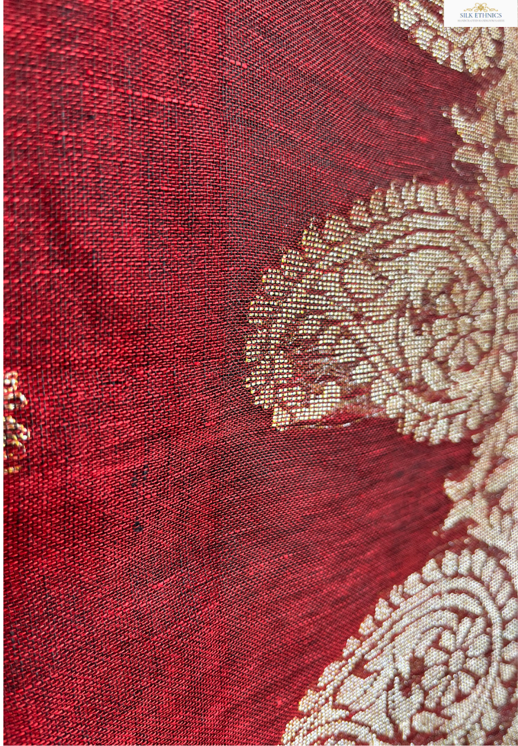 Rich maroon Aarti linen saree