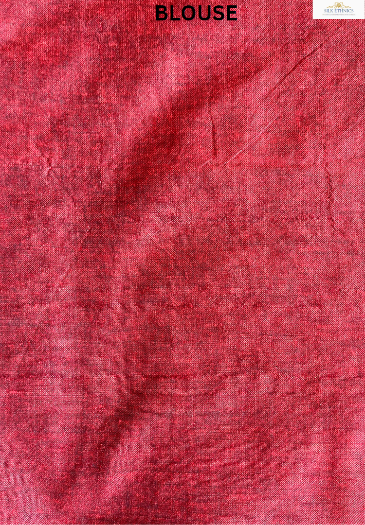 Rich Red pure Khadi handloom saree