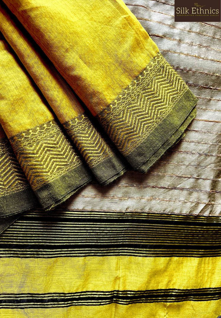 Golden yellow silkcotton Maheswari saree