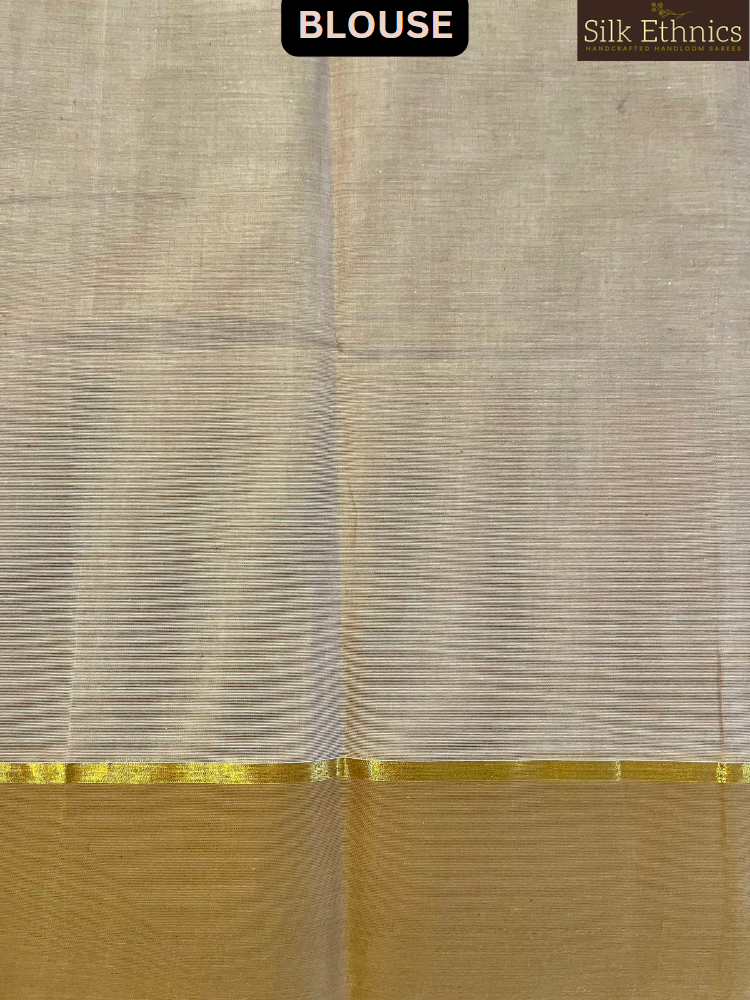 Ivory shaded pure handloom cotton saree