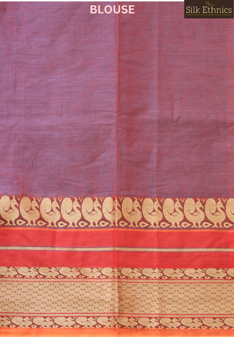 Lead grey Mangalagiri pure handloom saree