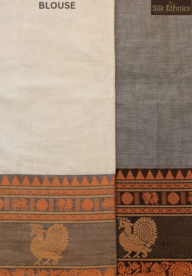 Silver grey Mangalagiri cotton saree