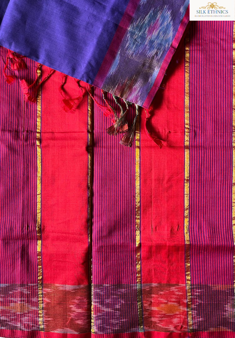 Royal purple Tripura silkcotton handloom saree