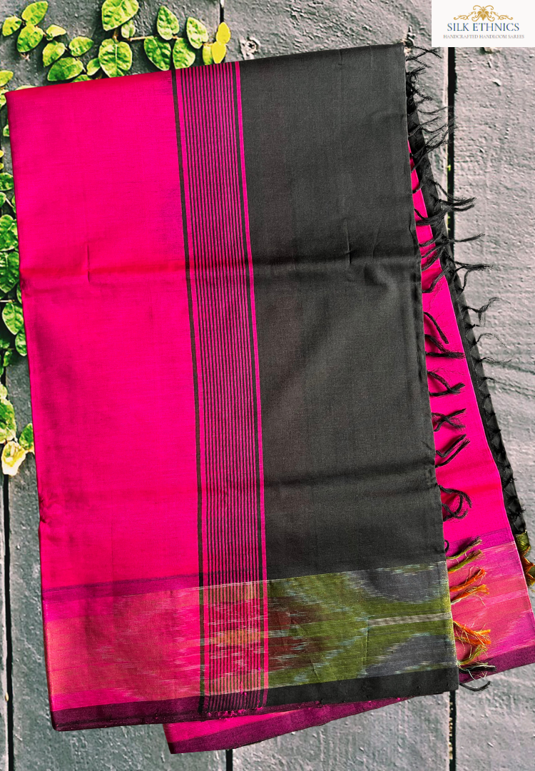 Vibrant pink pure handloom Tripura silkcotton saree