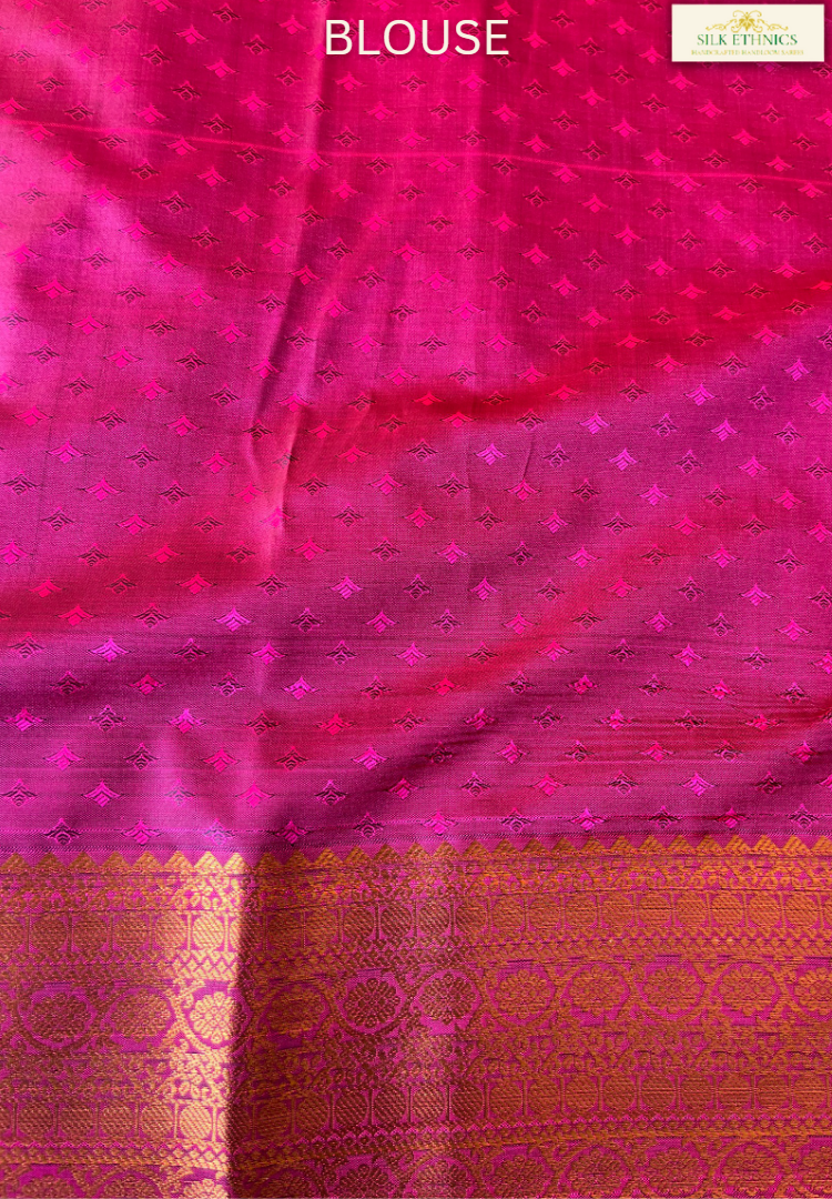 Indigo blue Meena copper zari weaving soft silk saree